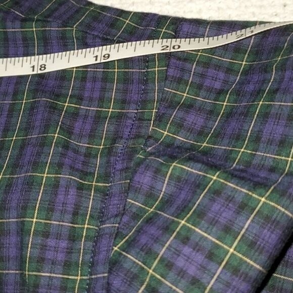 Lands' End Blue Plaid Button Down Top w Pocket & Elastic Waist w Sz L Pajama Set - Picture 7 of 16